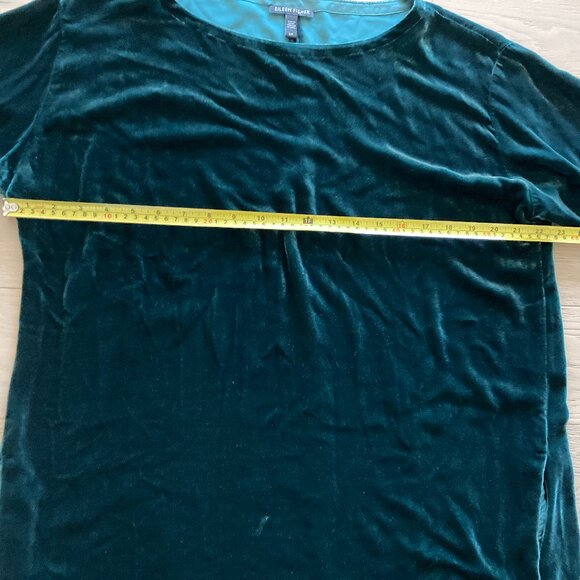 Eileen Fisher Silky Velvet Deep Green Shift Dress, small - Picture 8 of 8